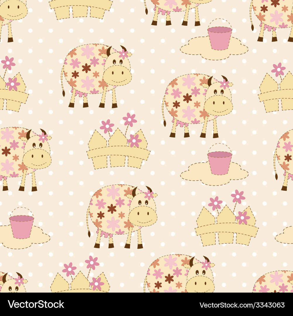 Seamless pattern with cows vector image
