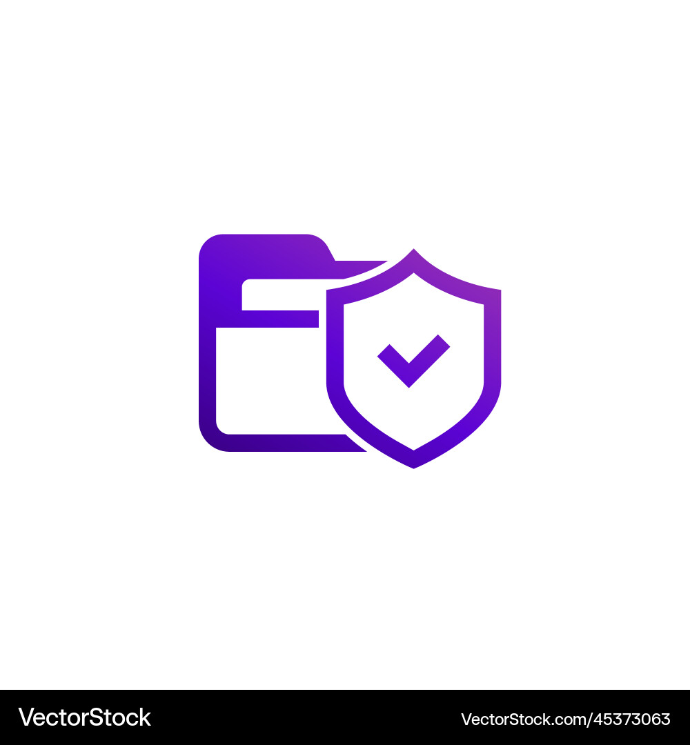 Secure folder icon with a shield vector image