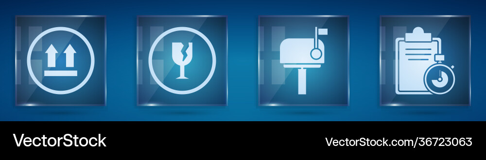 Set this side up fragile broken glass mail box vector image
