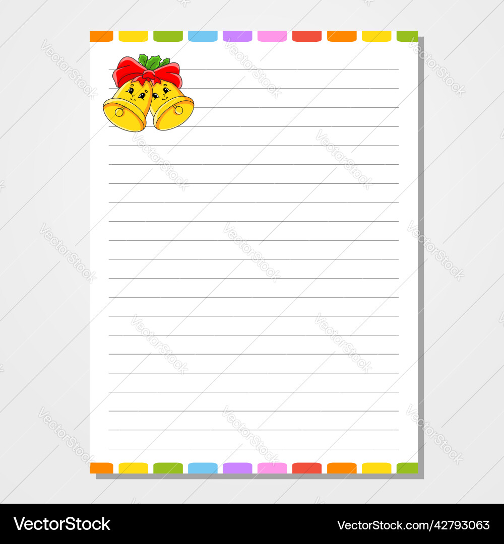 Sheet template for notebook notepad diary lined Sheet template for notebook notepad diary lined vector image