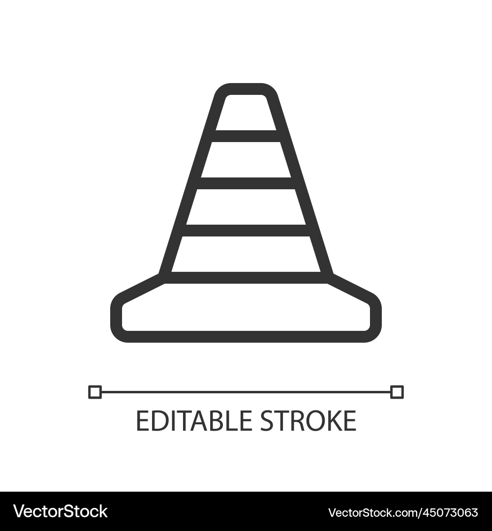 Traffic cone pixel perfect linear ui icon Traffic cone pixel perfect linear ui icon vector image