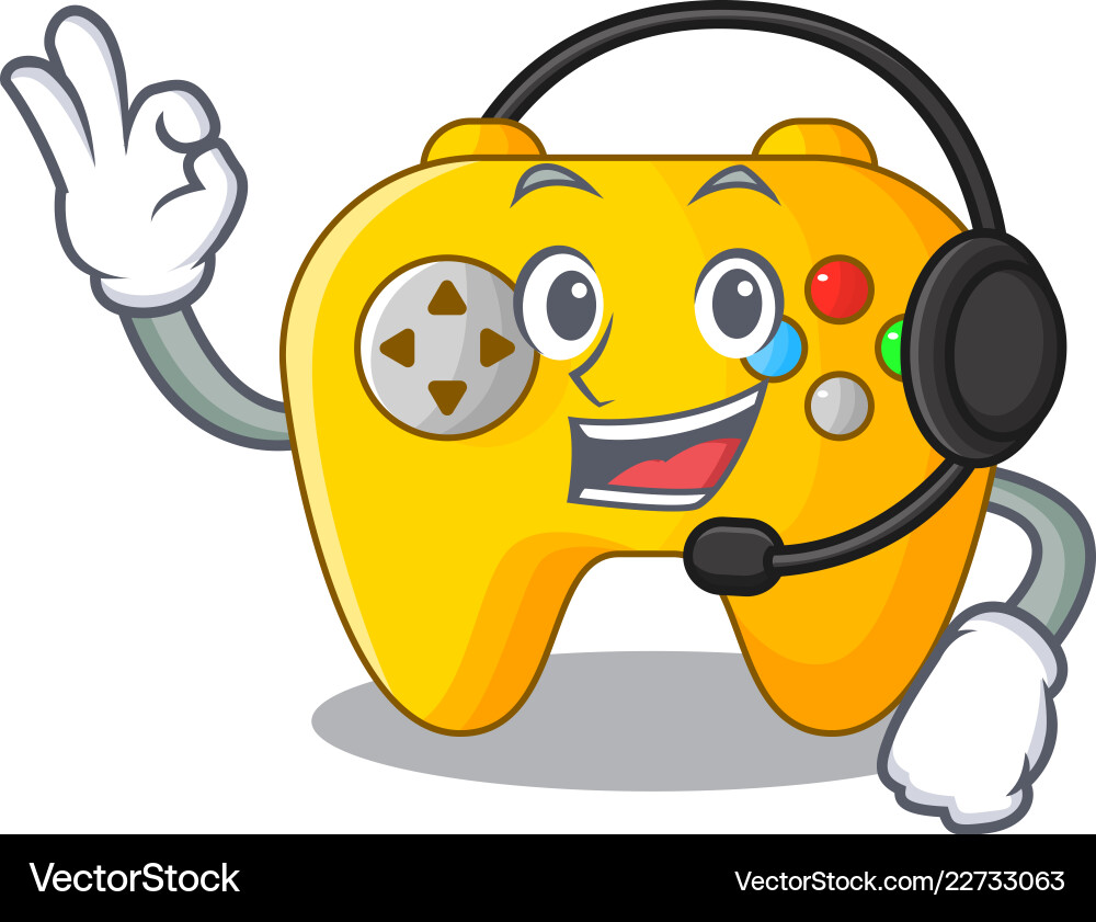 With headphone retro computer game control vector image