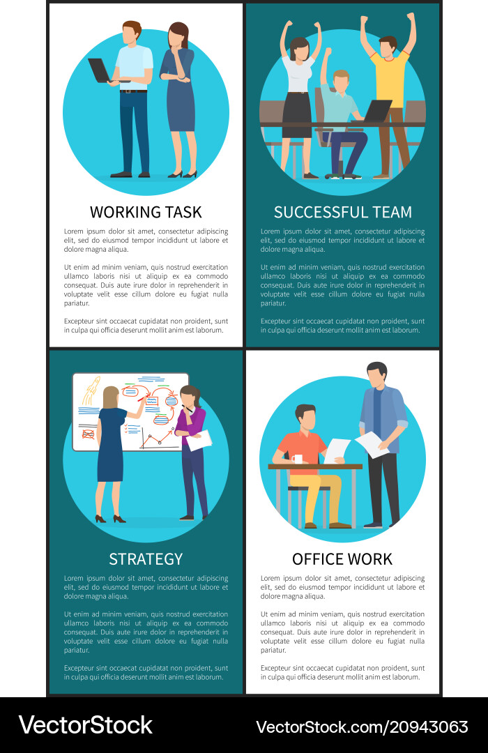 Working task and strategy Working task and strategy vector image