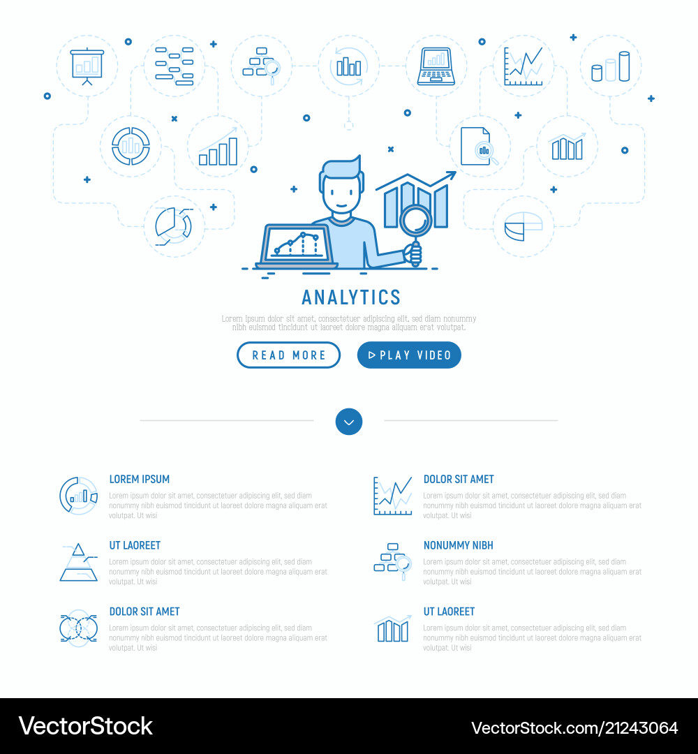 Analyst collecting and analyzing data concept vector image