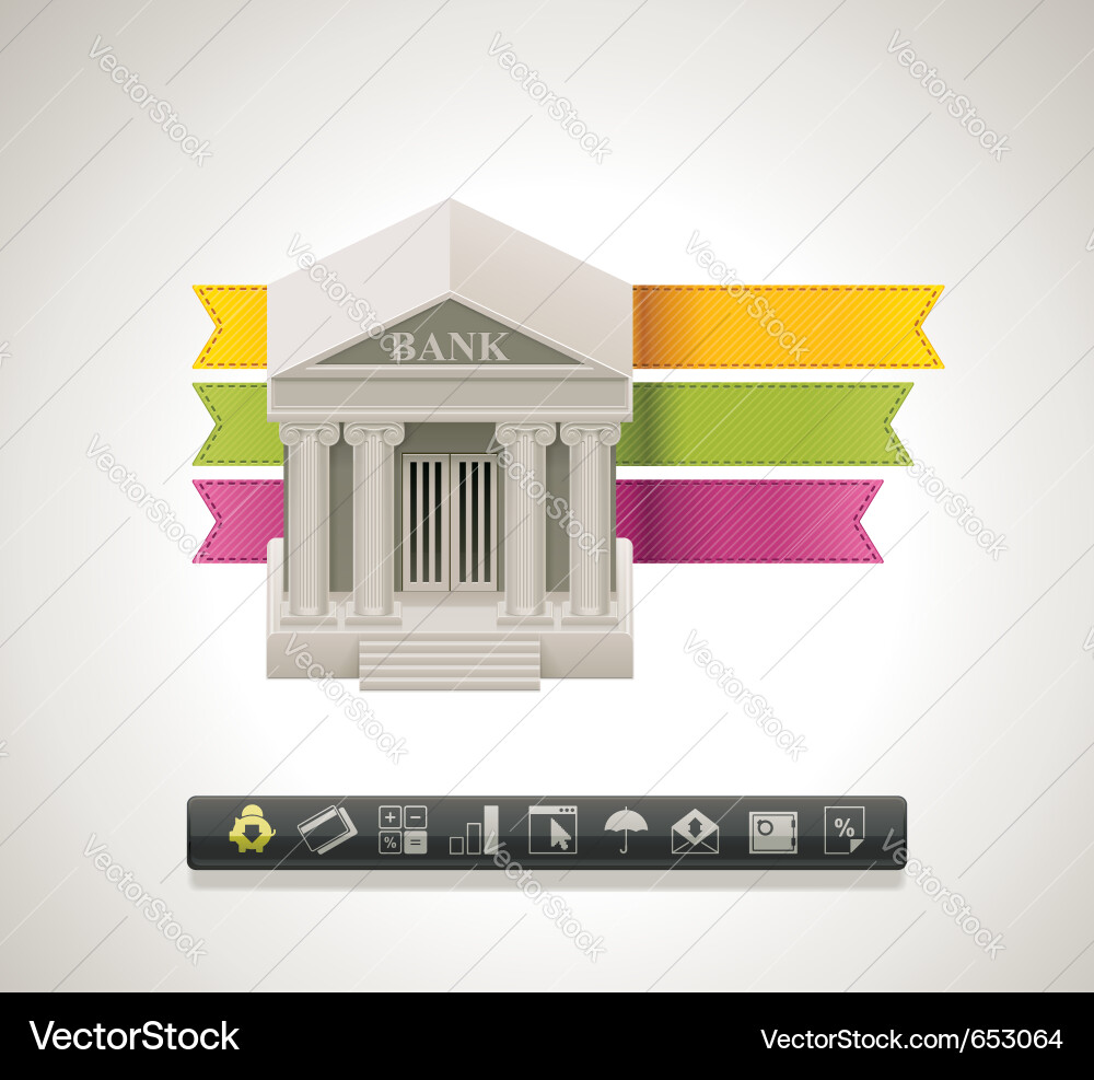 Bank Gebäude Icon mit Bändern vektorbild