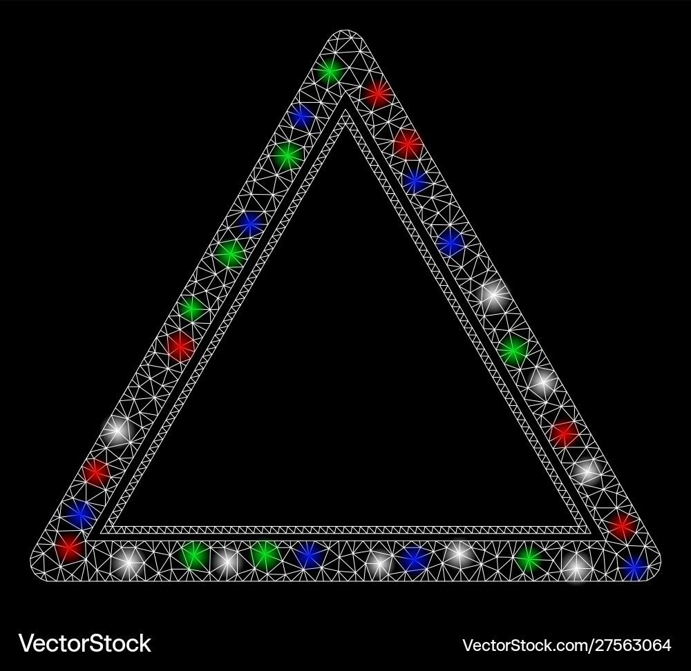 Bright mesh network double triangle frame Bright mesh network double triangle frame vector image