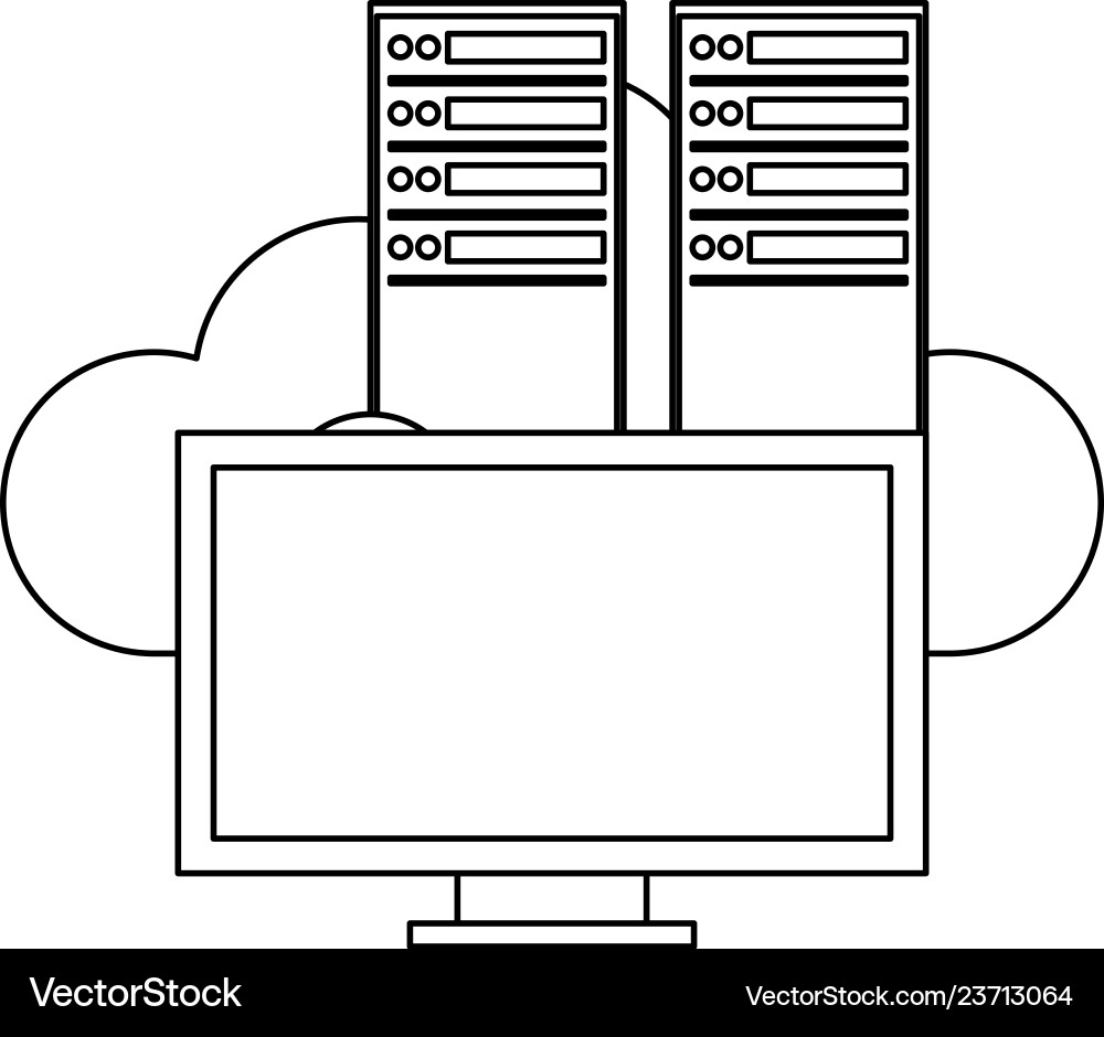 Computer and servers cloud computing black Vector Image