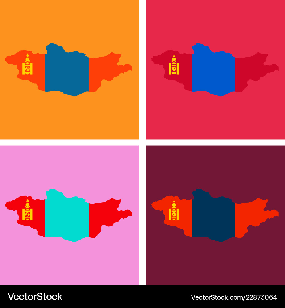 Flag map of mongolia vector image