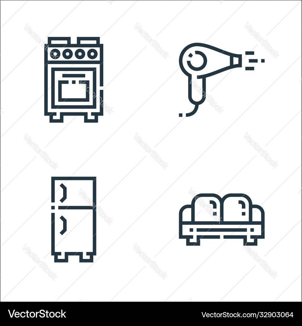 Inside home line icons linear set quality Inside home line icons linear set quality vector image