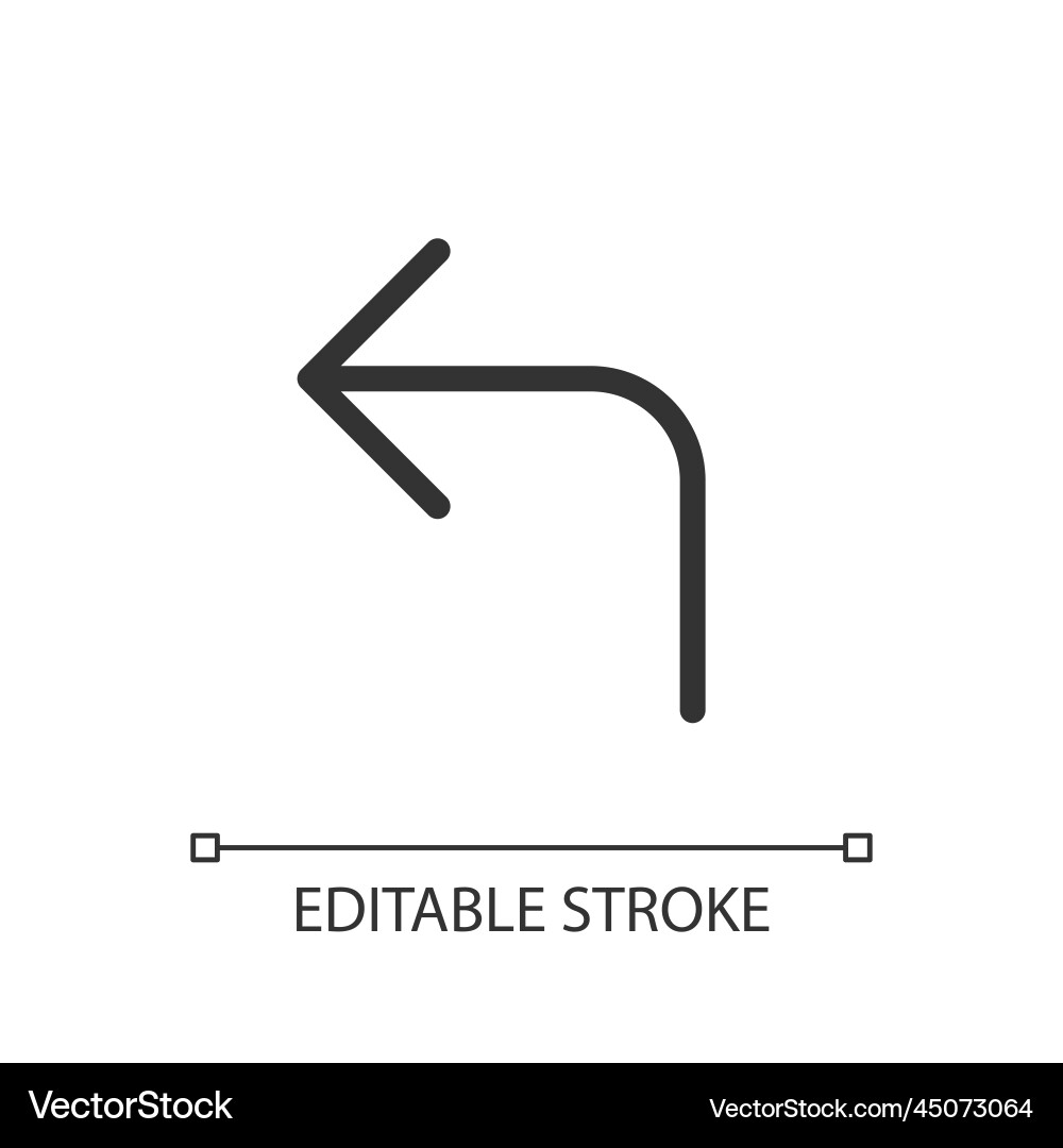 Left turn arrow pixel perfect linear ui icon Left turn arrow pixel perfect linear ui icon vector image