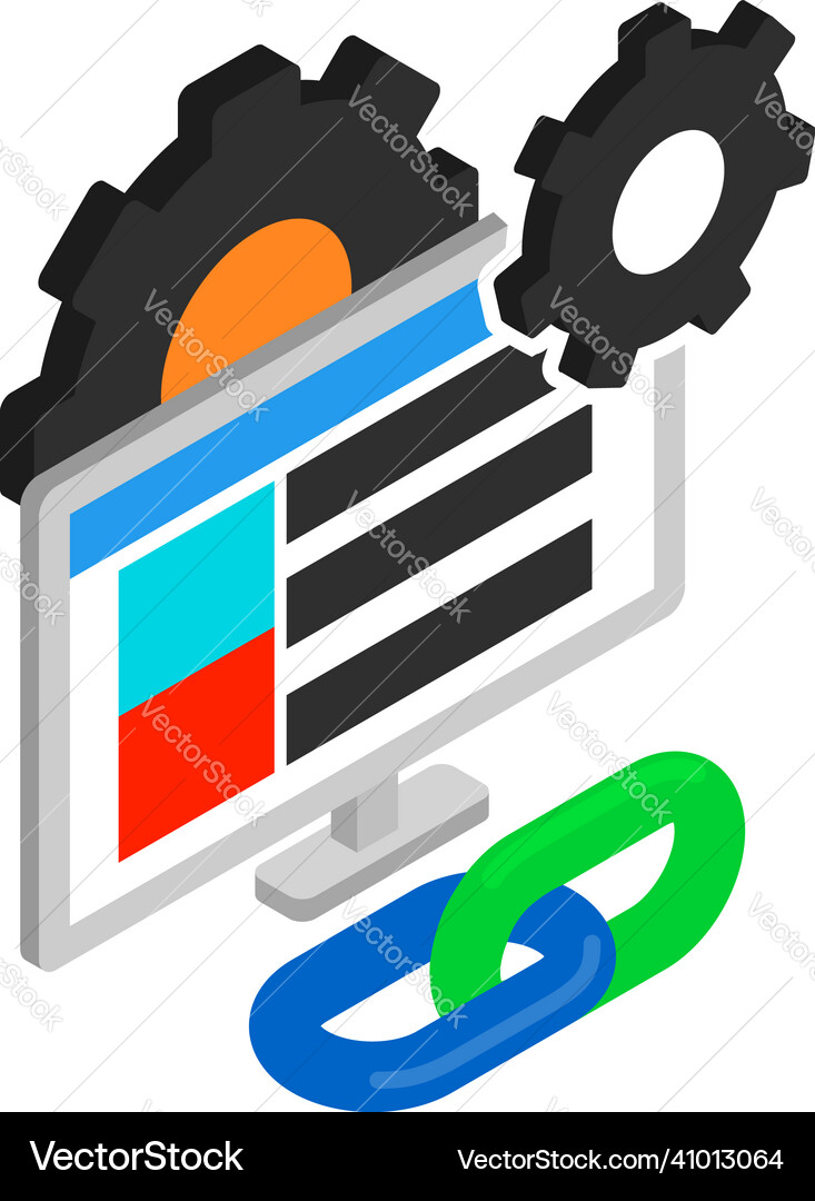 Link building icon isometric computer Link building icon isometric computer vector image