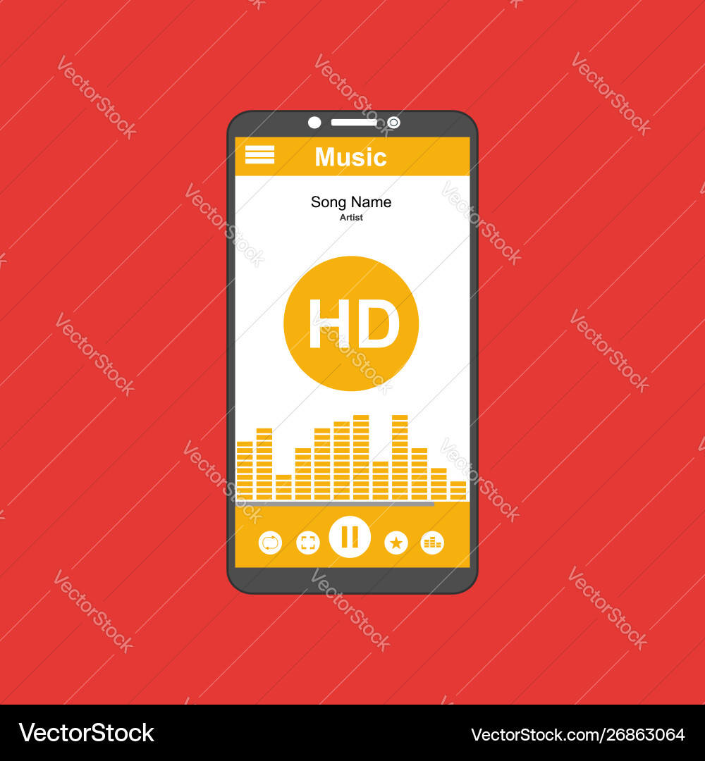 Media player application app template with flat Media player application app template with flat vector image