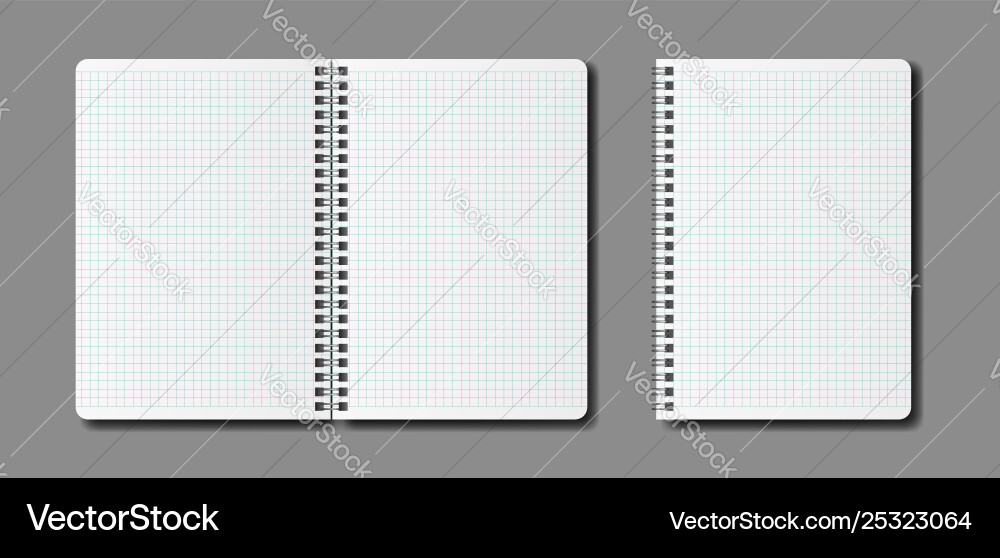 Mock up notebooks with spiral and squares Mock up notebooks with spiral and squares vector image