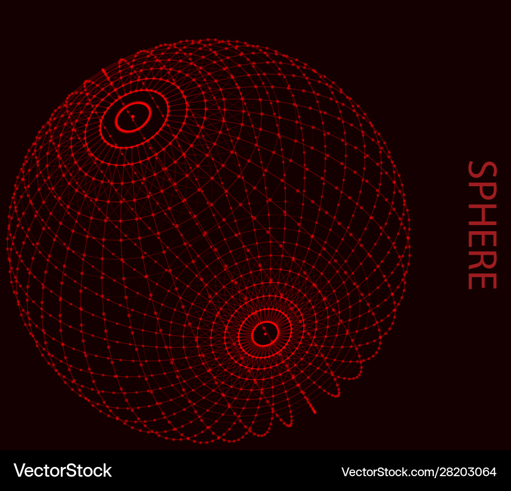Red shining sphere with connected lines and points Red shining sphere with connected lines and points Vector Image