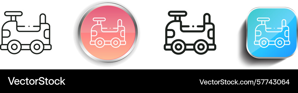 Ride on icon thin linear regular and button style Ride on icon thin linear regular and button style vector image