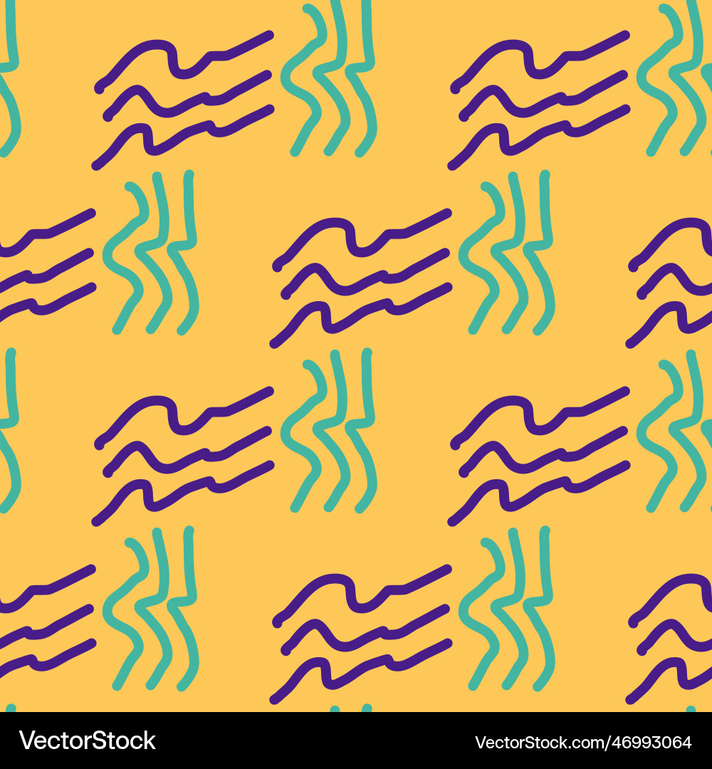 Seamless color pattern of linear doodle squiggles Vector Image