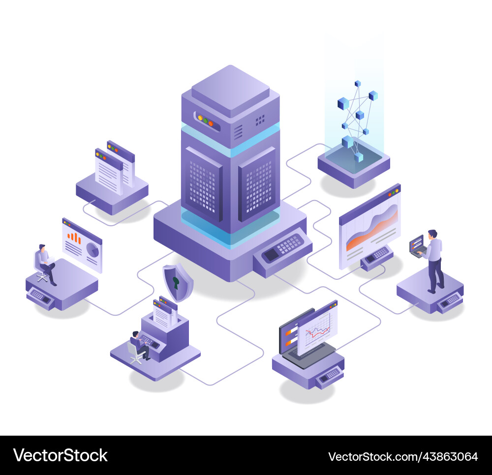 Server data center of multiple platforms Server data center of multiple platforms Vector Image