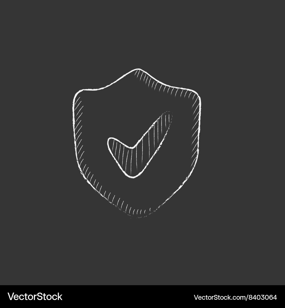 Shield with check mark drawn in chalk icon Vector Image