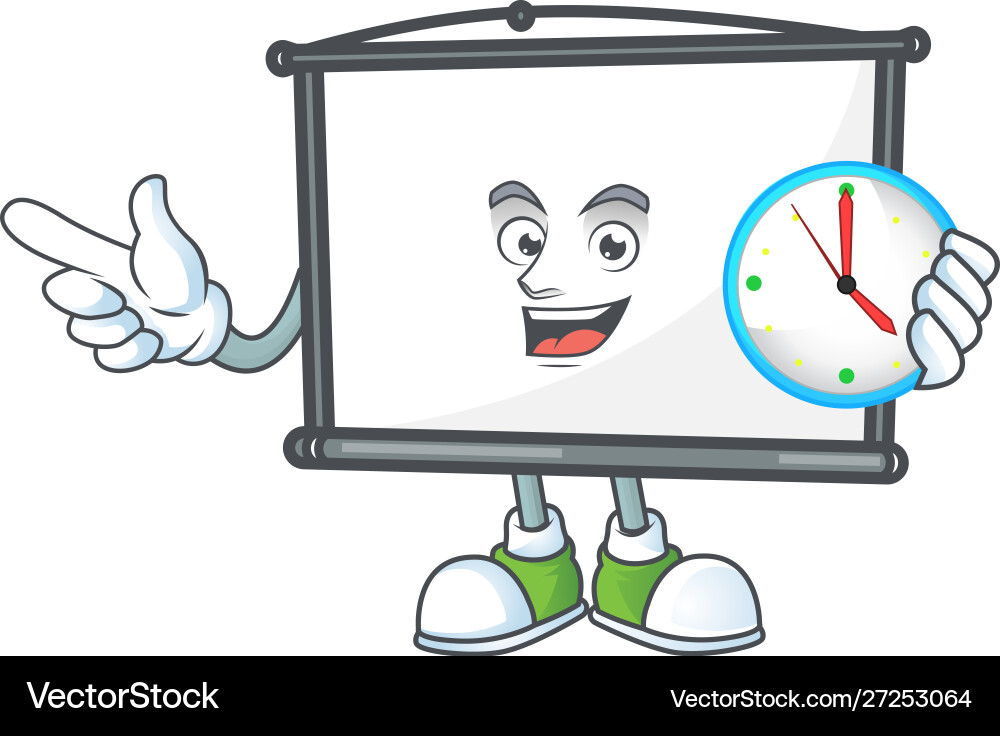 With clock empty project screen mascot for display Vector Image