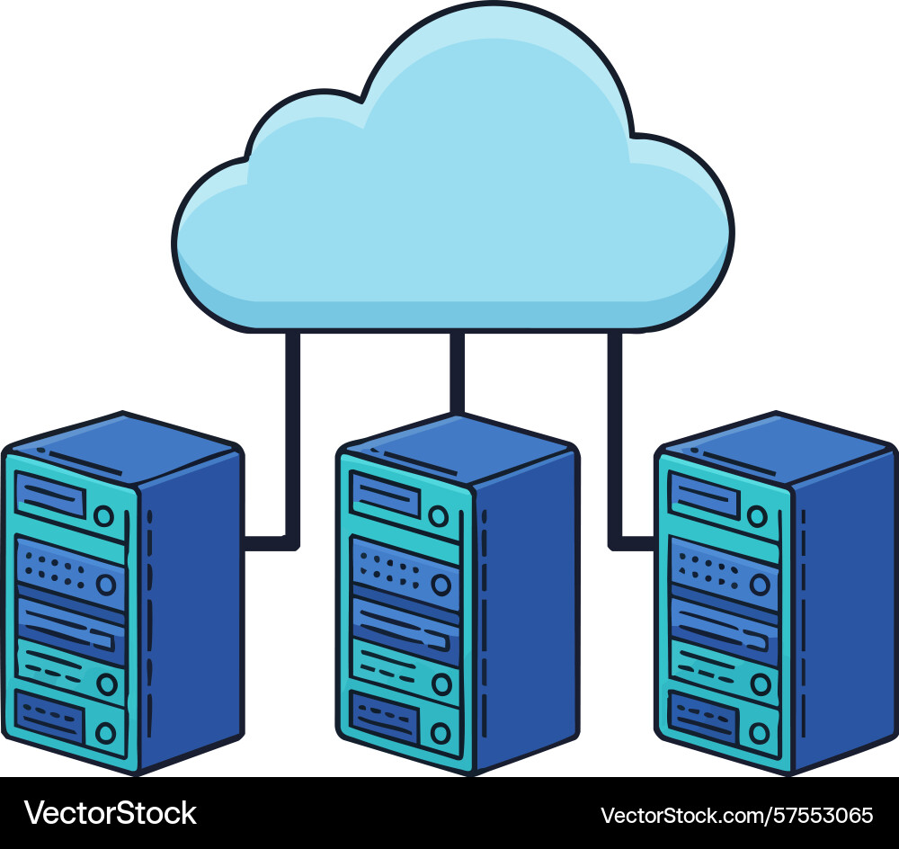 Cloud computing data servers network storage Vector Image