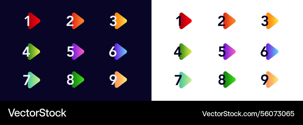 Colorful numbered bullet points for lists Vector Image