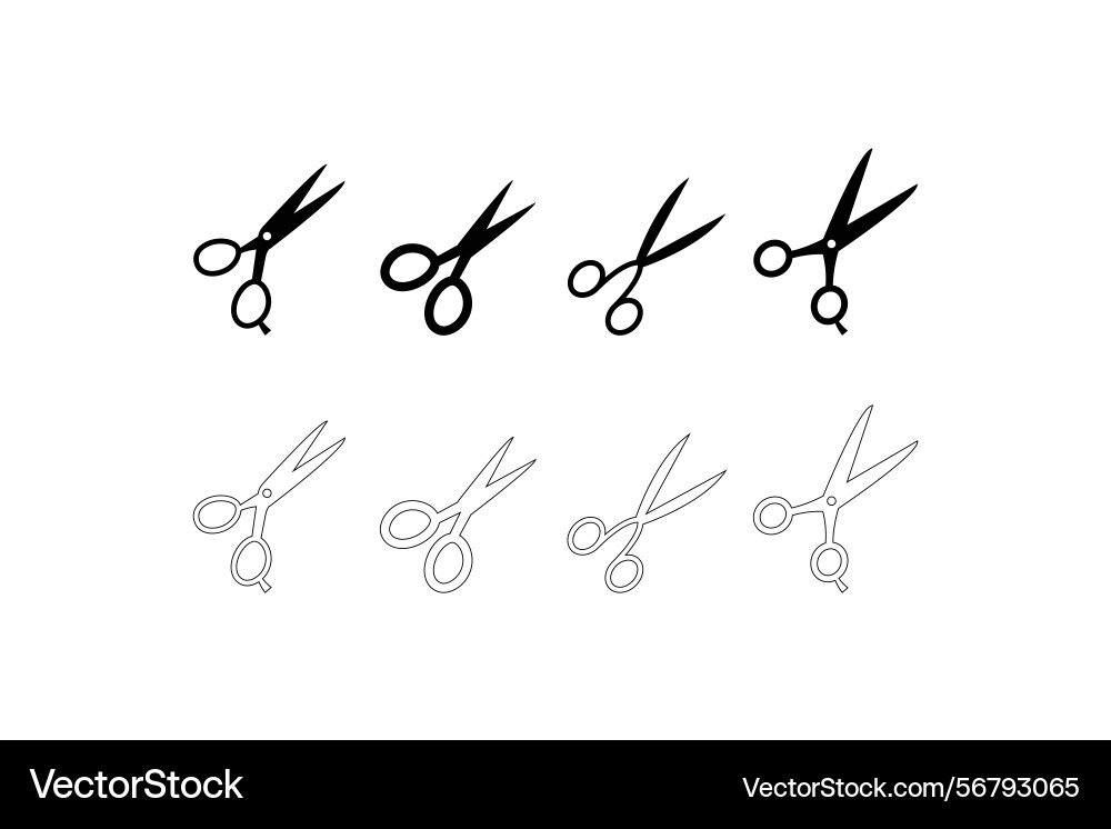 Complete pattern set of scissors in silhouette Complete pattern set of scissors in silhouette vector image