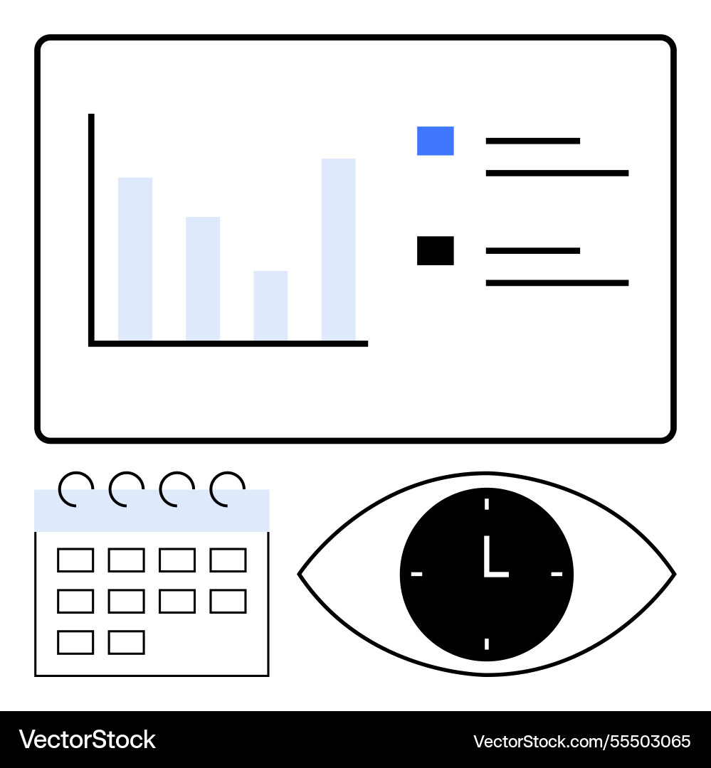 Data visualization with bar chart calendar Data visualization with bar chart calendar vector image