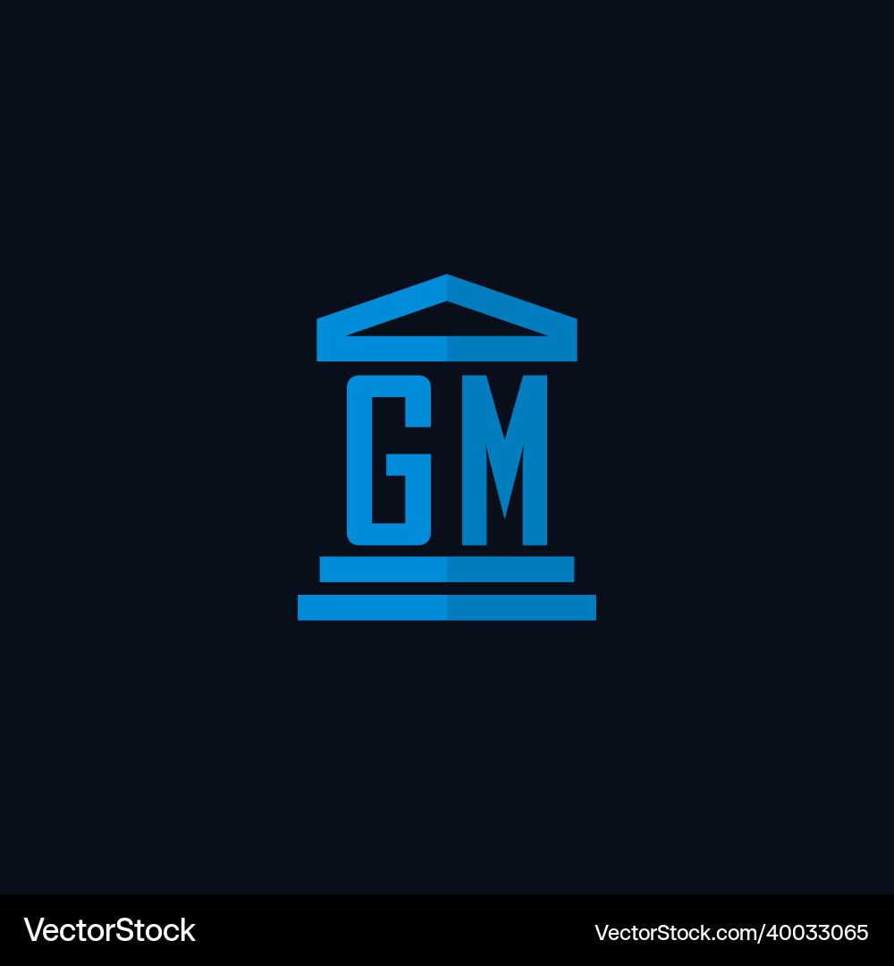Gm initial logo monogram with simple courthouse Vector Image