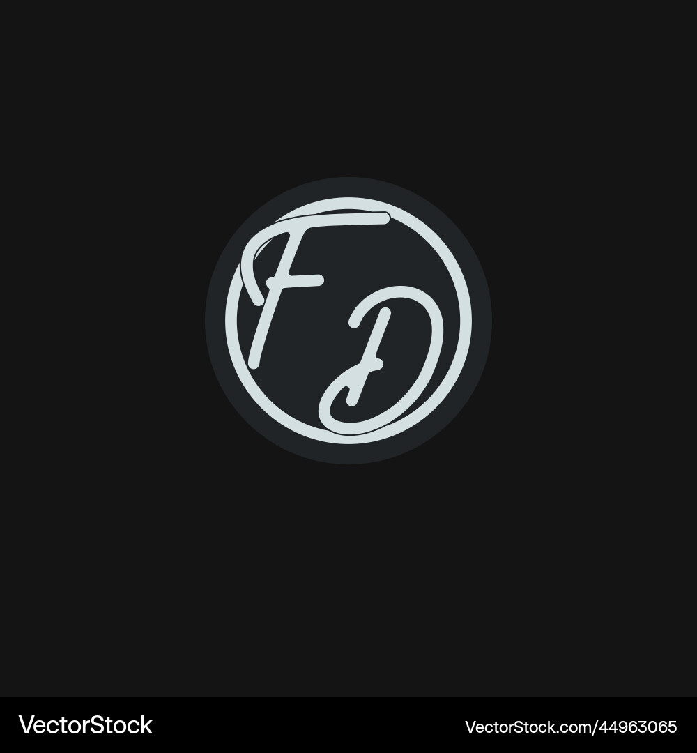 Initials fd logo monogram with simple circle line Initials fd logo monogram with simple circle line Vector Image