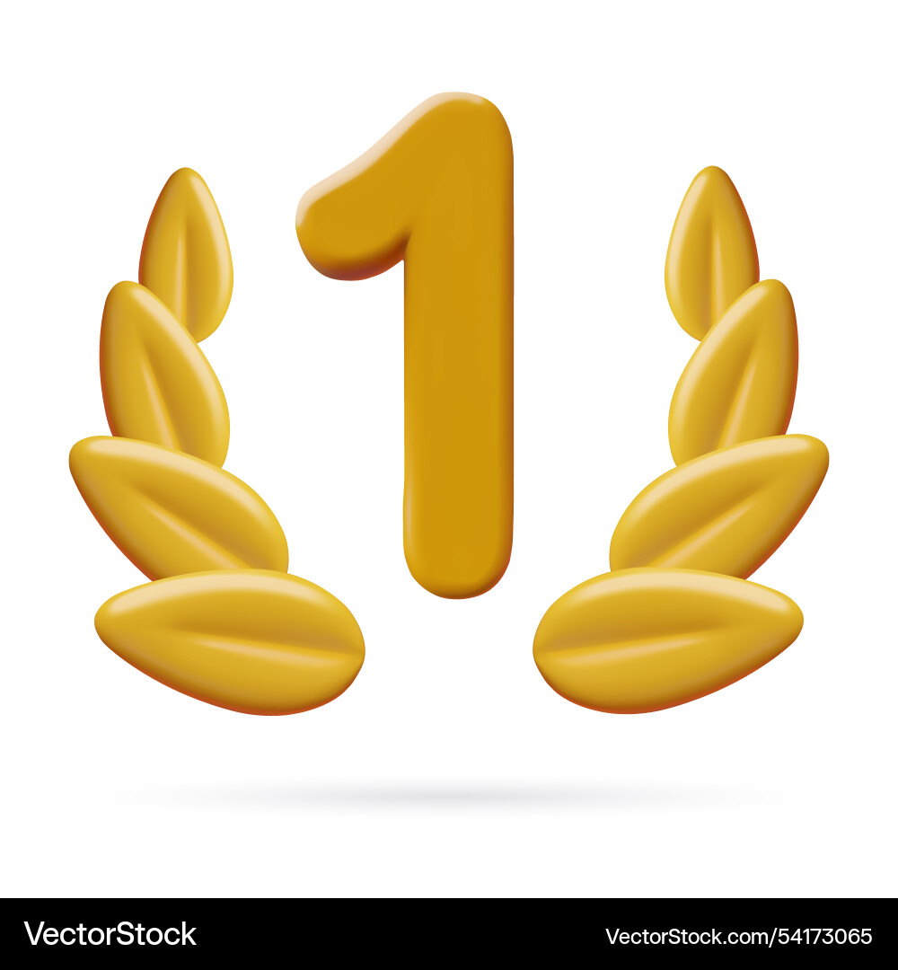 Laurel wreath and number one 3d render first place Vector Image