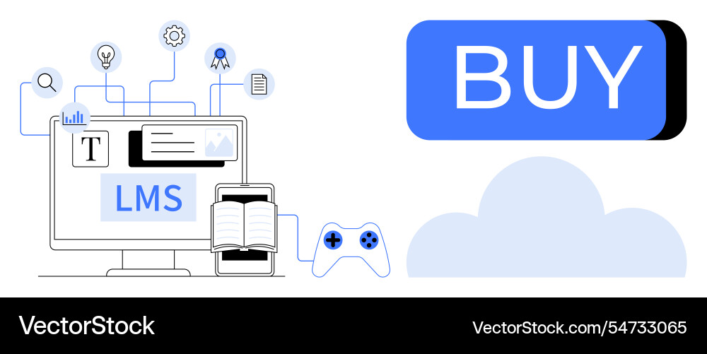 Learning management system interface with buy Learning management system interface with buy vector image