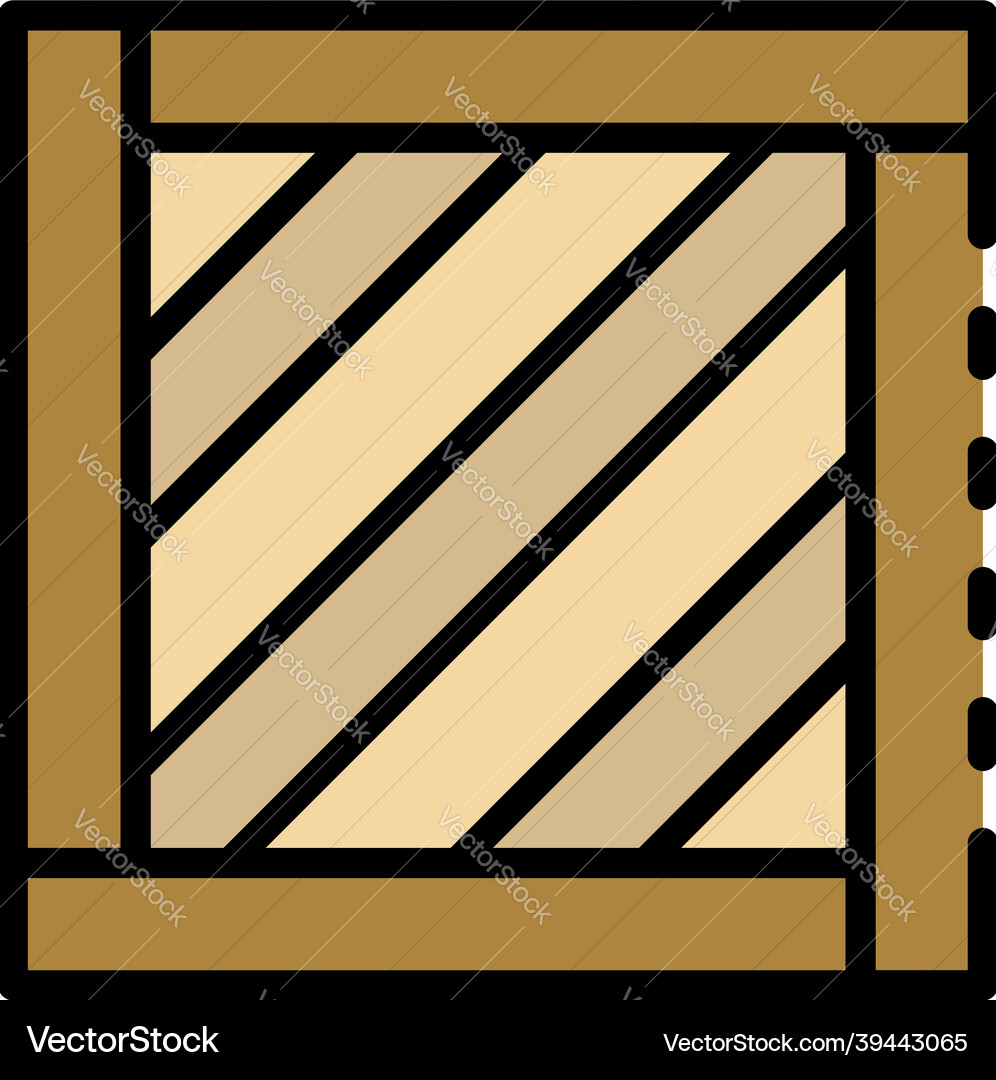 Lieferung Holzkasten Ikone Farbe Umriss Lieferung Holzkasten Ikone Farbe Umriss vektorbild
