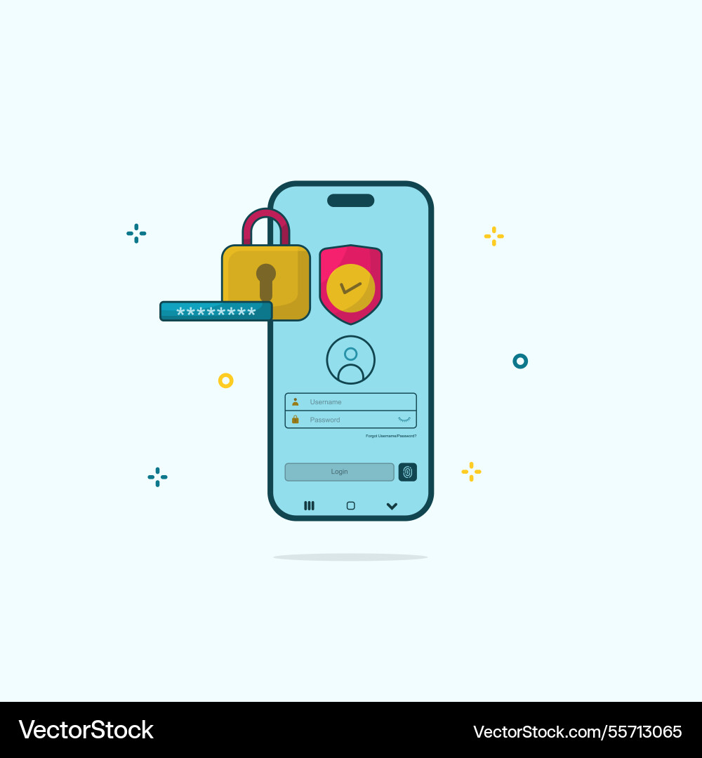 Mobile with an account login screen password Vector Image