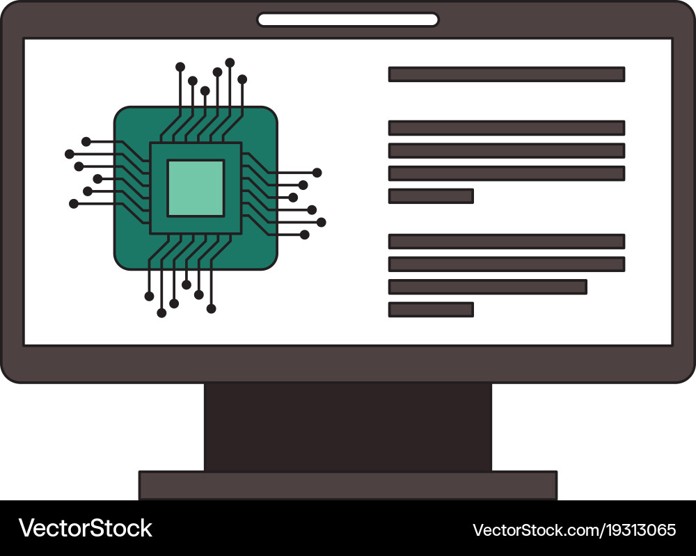 Monitor computer with processor circuit vector image
