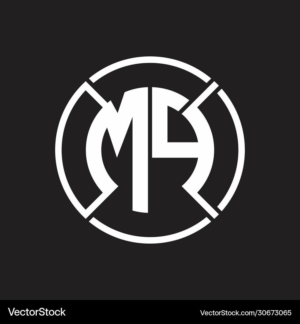 Mp logo monogram with four part circle slash Vector Image