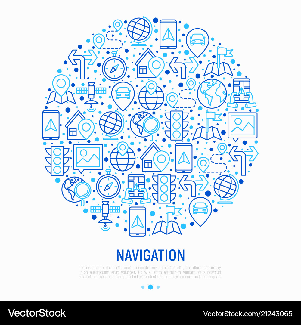 Navigation and direction concept in circle Navigation and direction concept in circle vector image