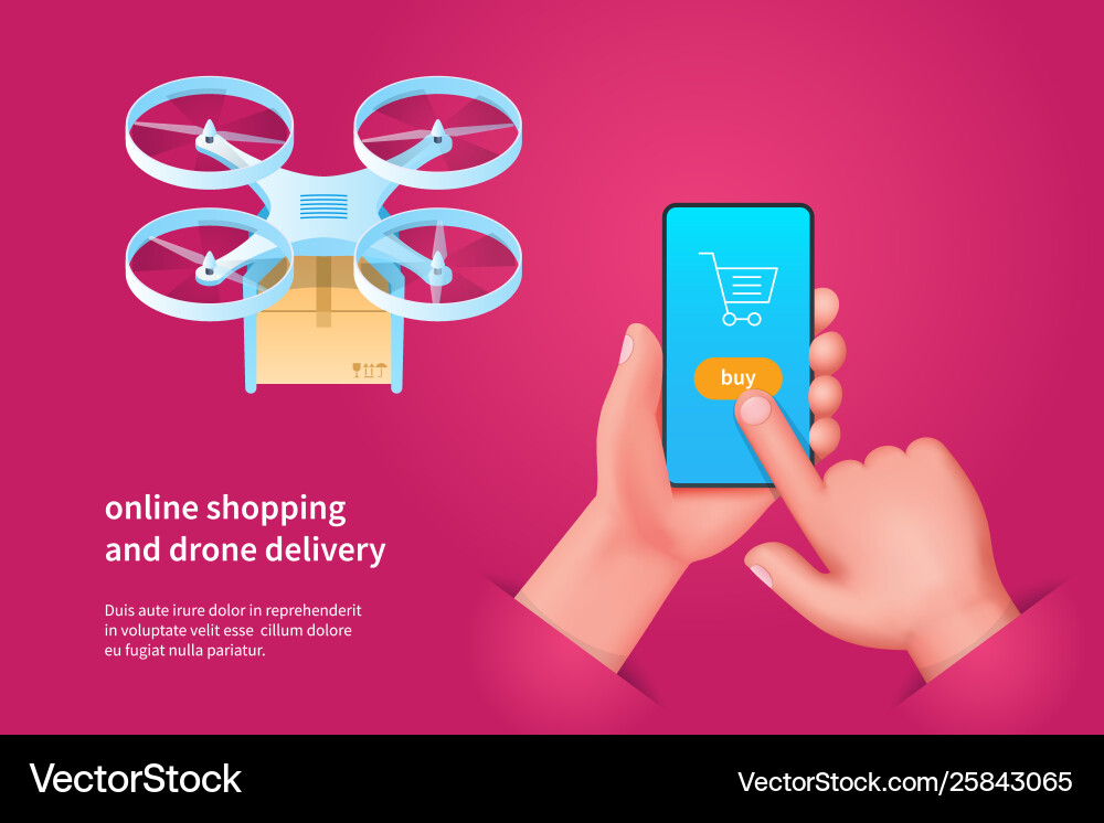 Quadcopter with package concept03 Vector Image