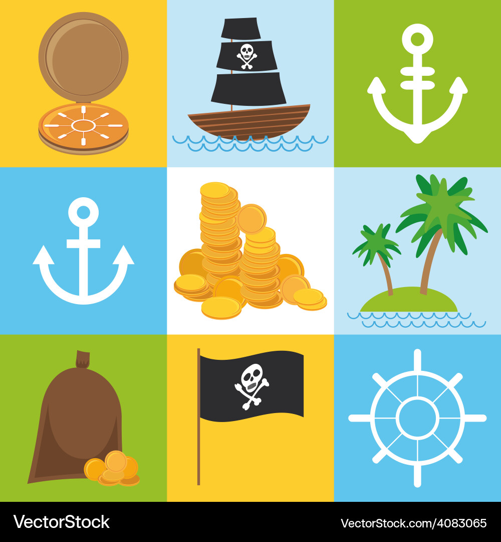 Scrap nautical card with sea objects collection Vector Image
