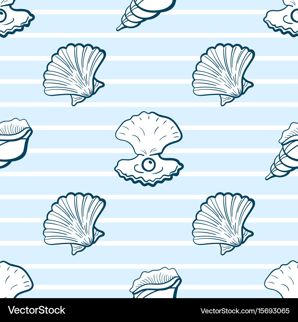 Seashells seamless pattern Vector Image