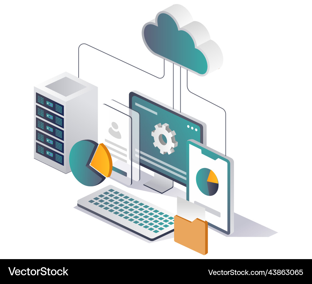 Server and cloud computer network Server and cloud computer network vector image