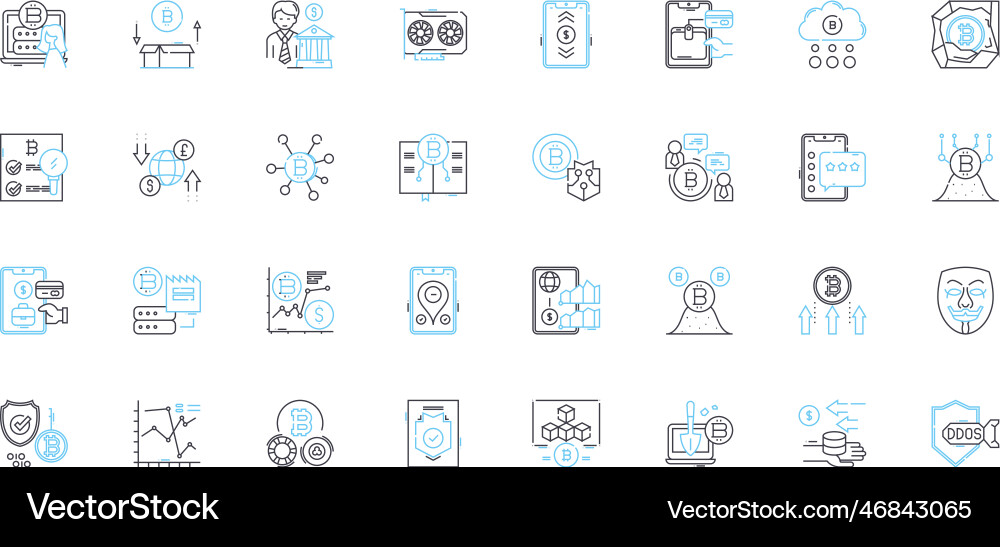 Smart contracts linear icons set ethereum Smart contracts linear icons set ethereum Vector Image