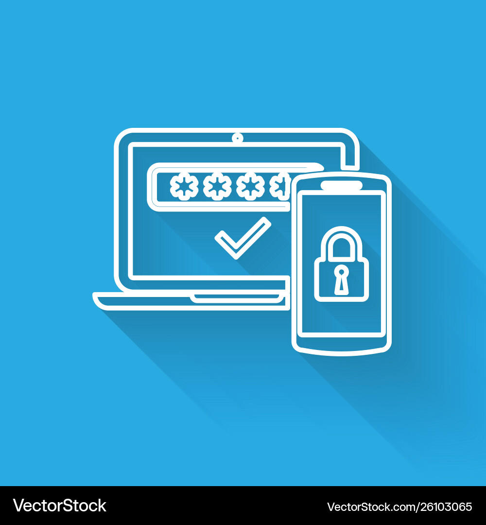 White multi factor two steps authentication line White multi factor two steps authentication line vector image