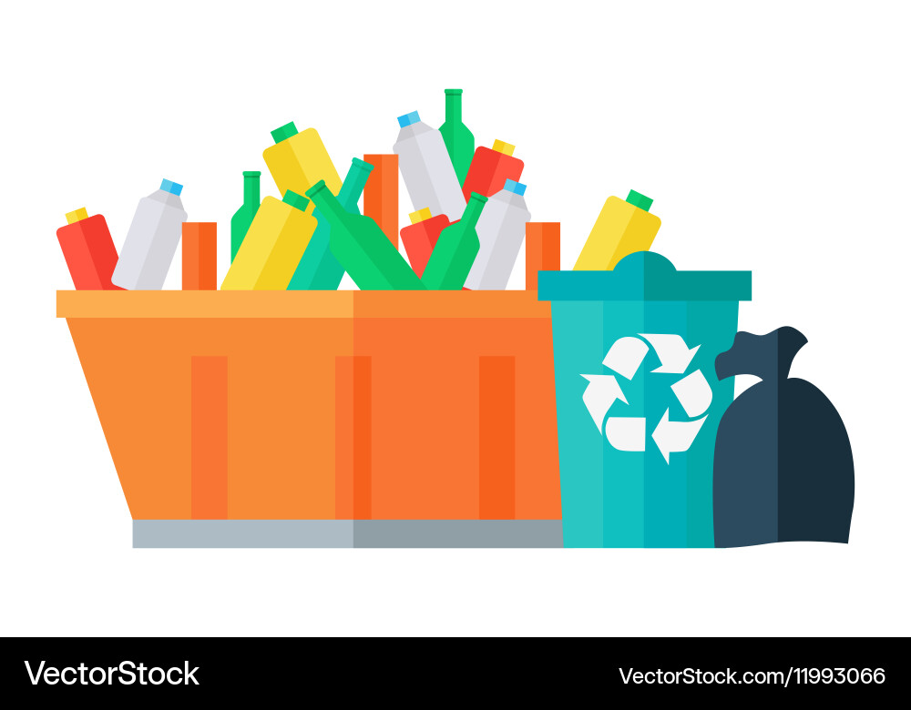 Abfall Sortierung & Recycling Konzept Vektorbild