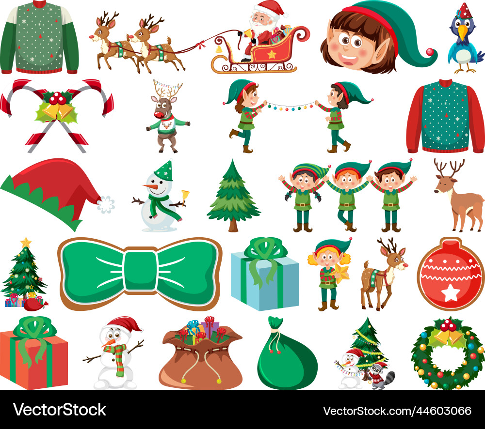 Christmas characters and elements set Christmas characters and elements set vector image
