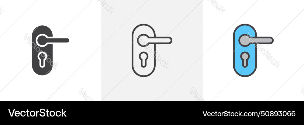 Door handle icon set knob lock latch symbol Vector Image