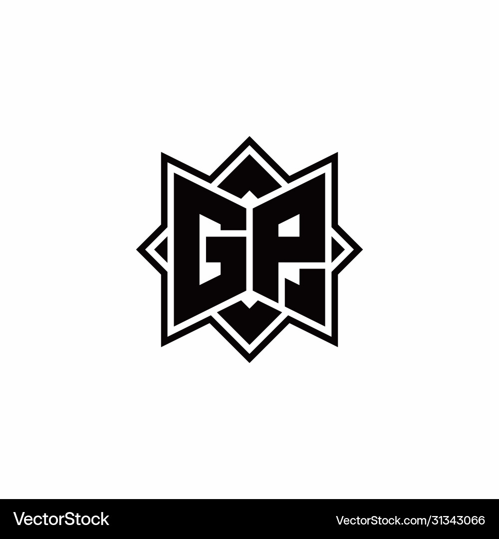 Gp monogram logo with square rotate style outline vector image