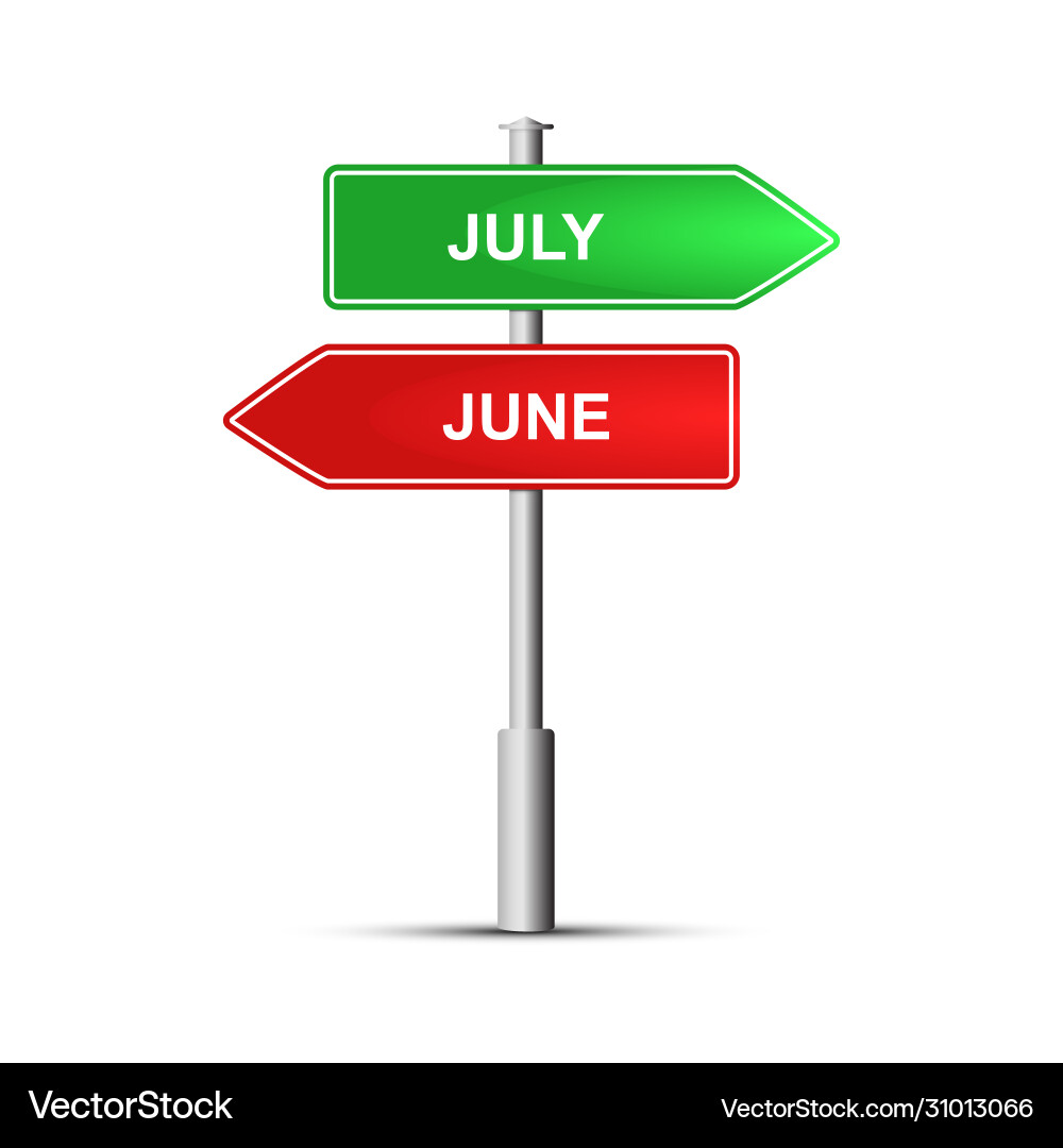 Green and red pointer with name months Green and red pointer with name months vector image