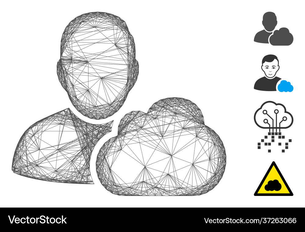 Linear user cloud mesh vector image