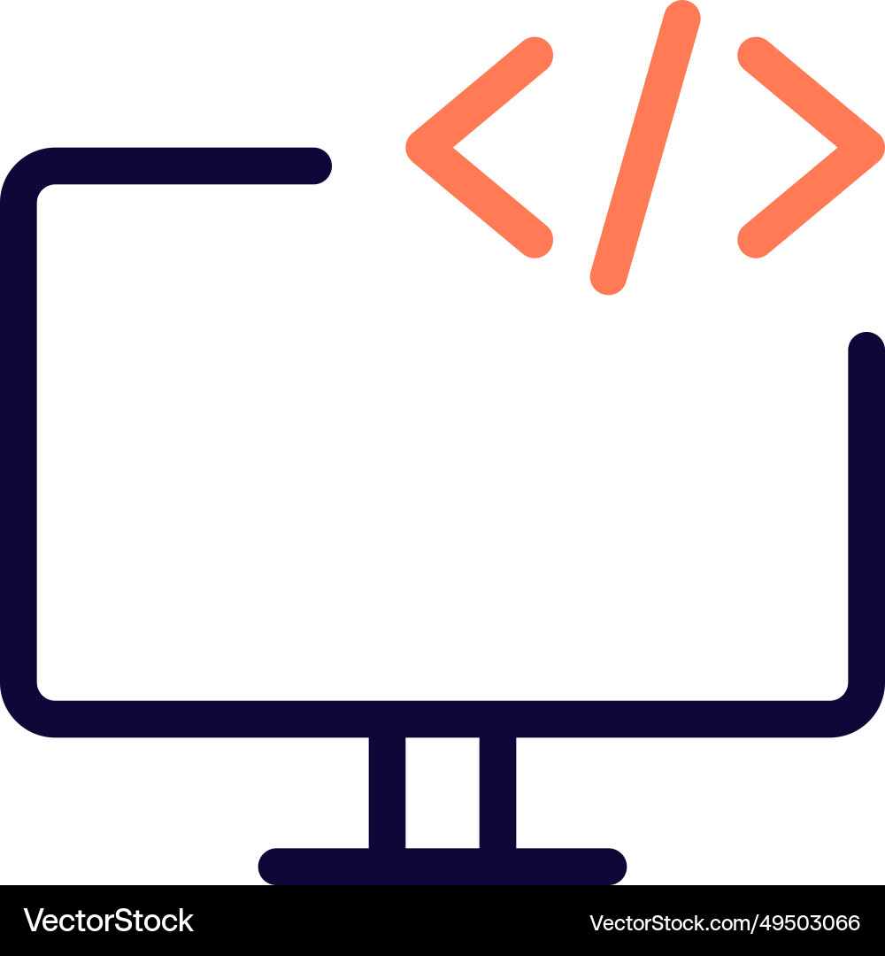 Programming and scripting done on a monitor vector image