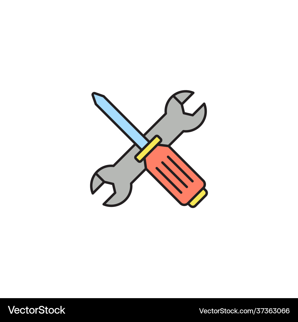 Screwdriver and wrench tools icon isolated Screwdriver and wrench tools icon isolated vector image